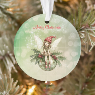 Fada de Natal Gelada em Ornamento