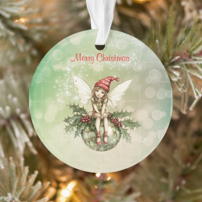 Fada de Natal Gelada em Ornamento (Árvore)