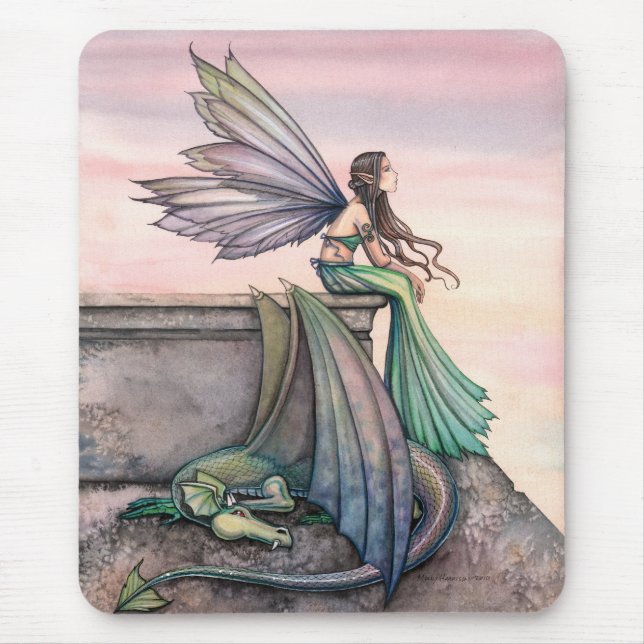 Fada Dragão do Crepúsculo Encantado Mousepad (Frente)