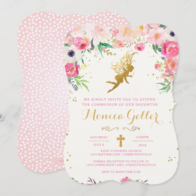 Fada Floral Primeiro Convite Comunitário Sagrado (Frente/Verso)