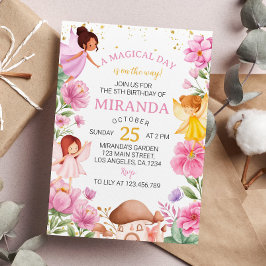 Fada Floral Rosa, Convite de Aniversário