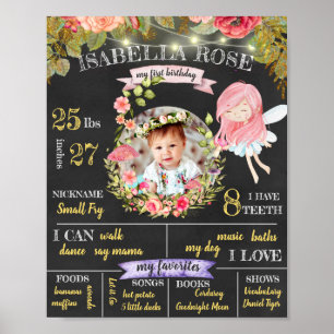 Fada Personalizada Primeira Poster de Aniversário