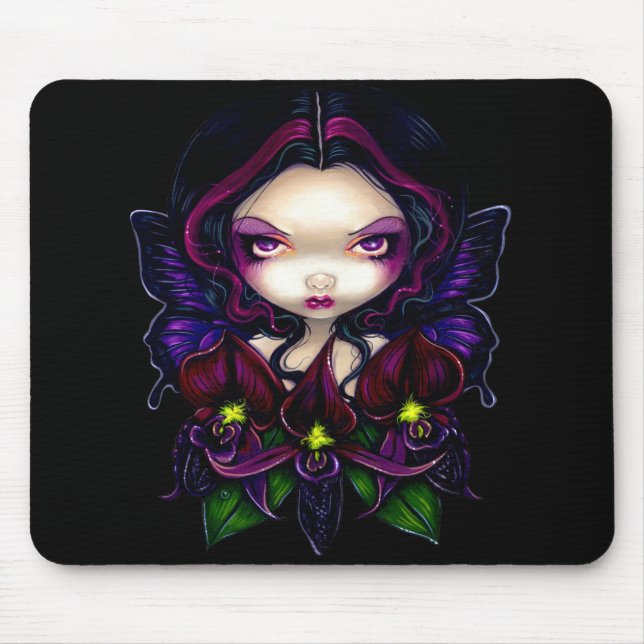 "Fada preta" Mousepad da orquídea (Frente)