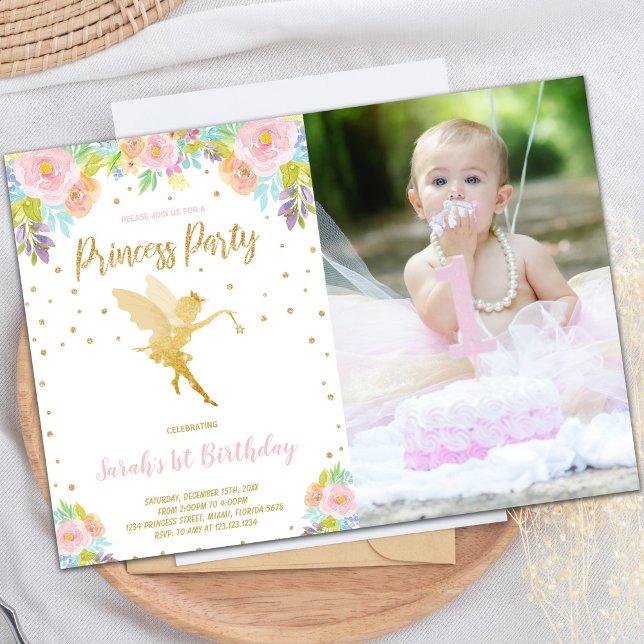 Fada Princesa Aniversário Convites com Foto (Fairy Princess Birthday Invitations with photo)