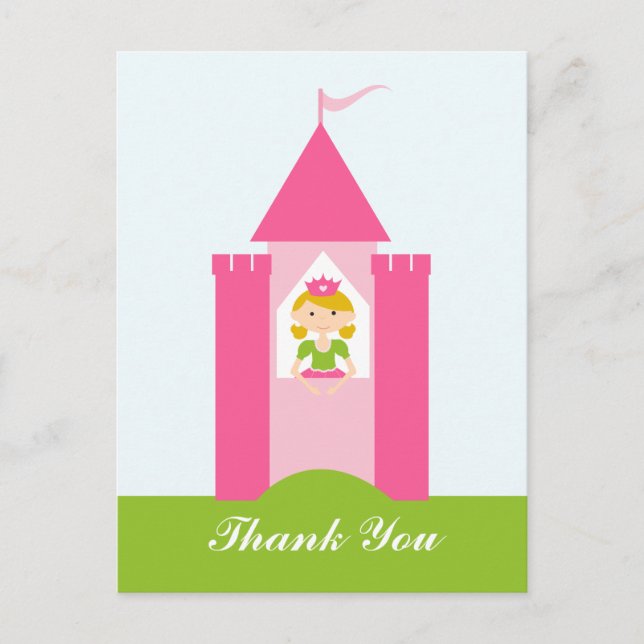 Fada princesa Castelo obrigado seu cartão postal (Frente)