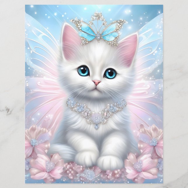 Fada Princesa Kitten — Papel Sapbook (Frente)