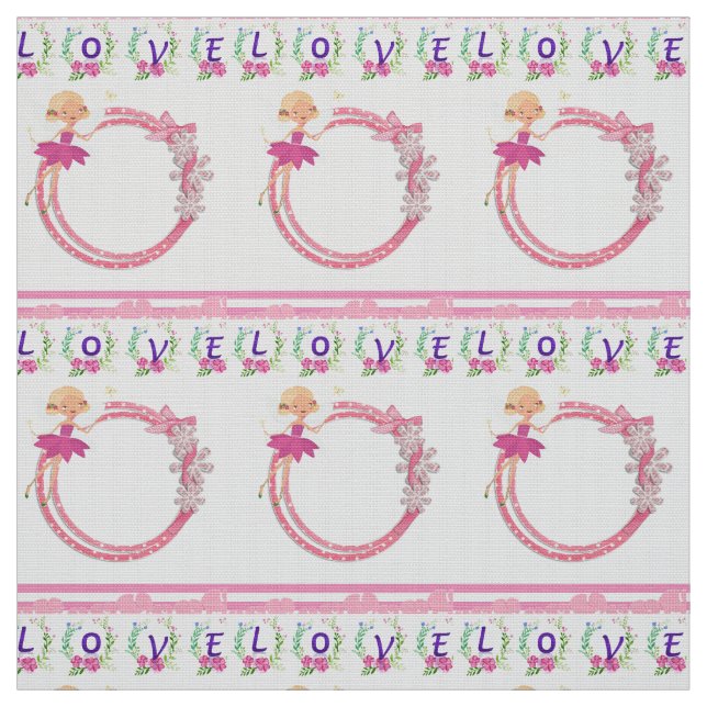 Fada Rosa Amor Corações Tecido Floral (Modelo)