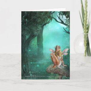 Fada Sentada em um Cartão de Saudação de Patch par