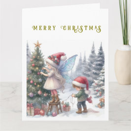 Fadas de Natal Fofas Cartão Postal de Férias