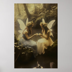 Fadas na Floresta Arte Poster Impressão Vintage