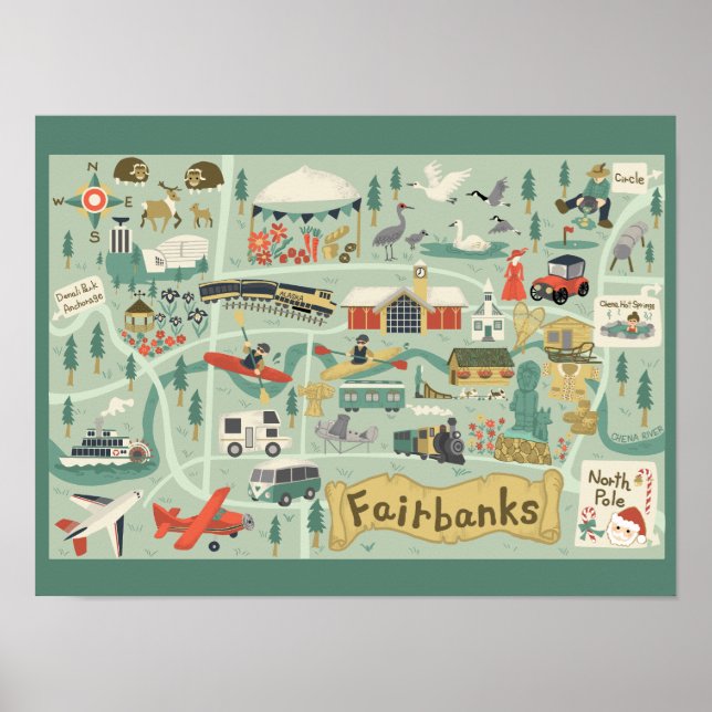 Fairbanks Map Poster (Frente)