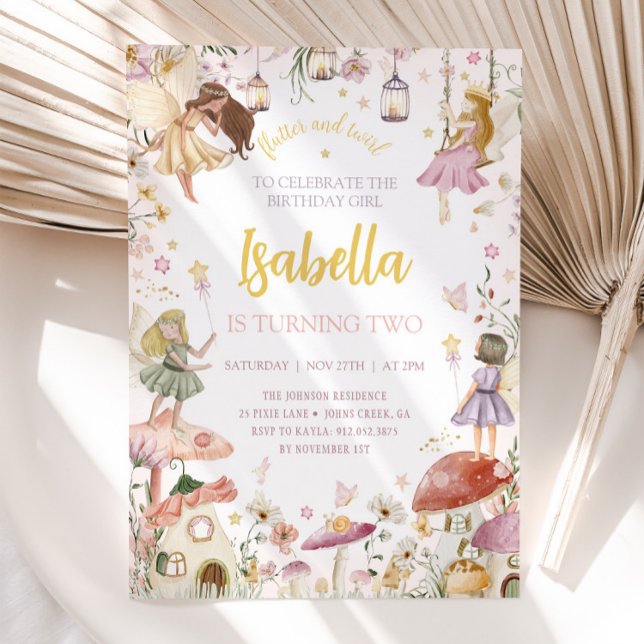 FAIRY Aniversário Convite Fairy Garden Aniversário (Criador carregado)