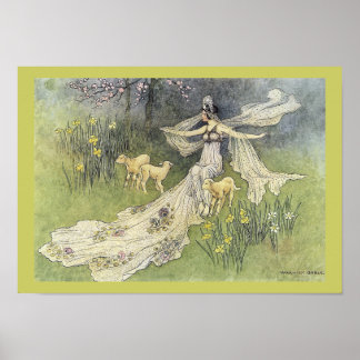 Fairy Coquette e Lambs por Warwick Goble Poster