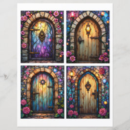 Fairy door scenes ephemera card cutouts