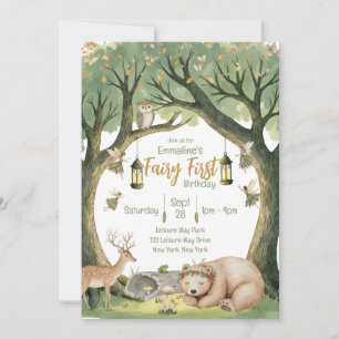Fairy First Woodland Birthday Convite