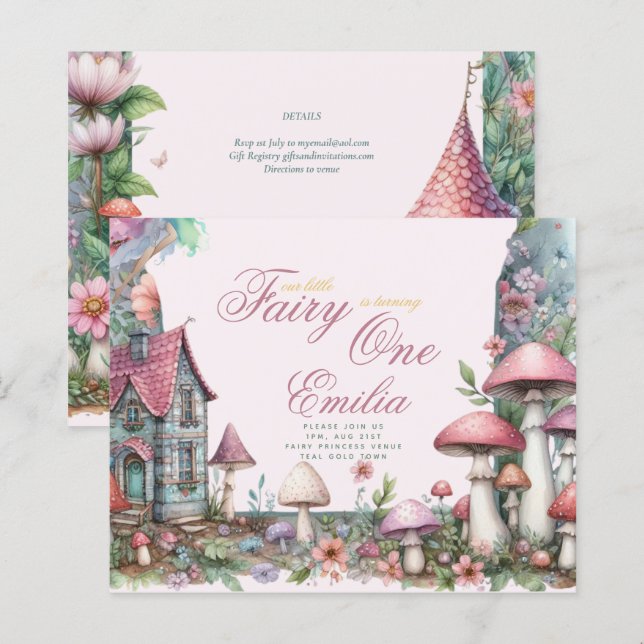 Fairy Garden primeiro aniversario ou EDIT AGE Teal (Frente/Verso)