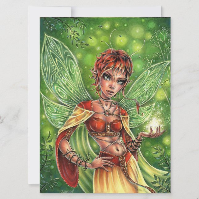 Fairy Magic Fantasy Forest Wings Female Art Card (Frente)