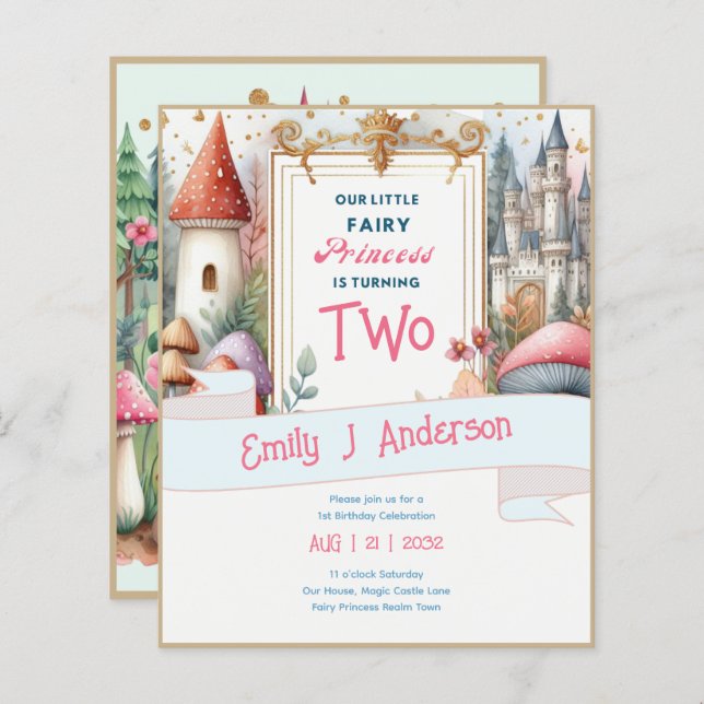 Fairy Princess Birthday 1rua segundo 3º 4º Fairyco (Frente/Verso)