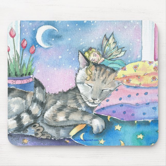 Fairy Tabby Cat Mousepad por Molly Harrison (Frente)
