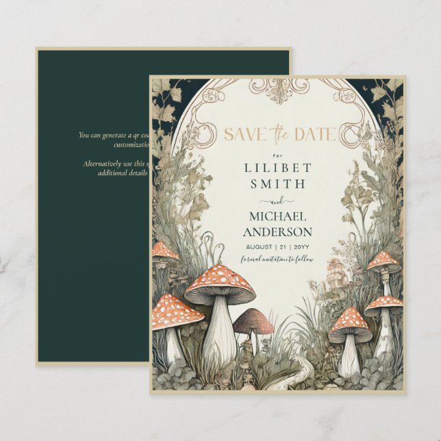 Fairycore Salve a data Cogumelos Goblincore (Frente/Verso)