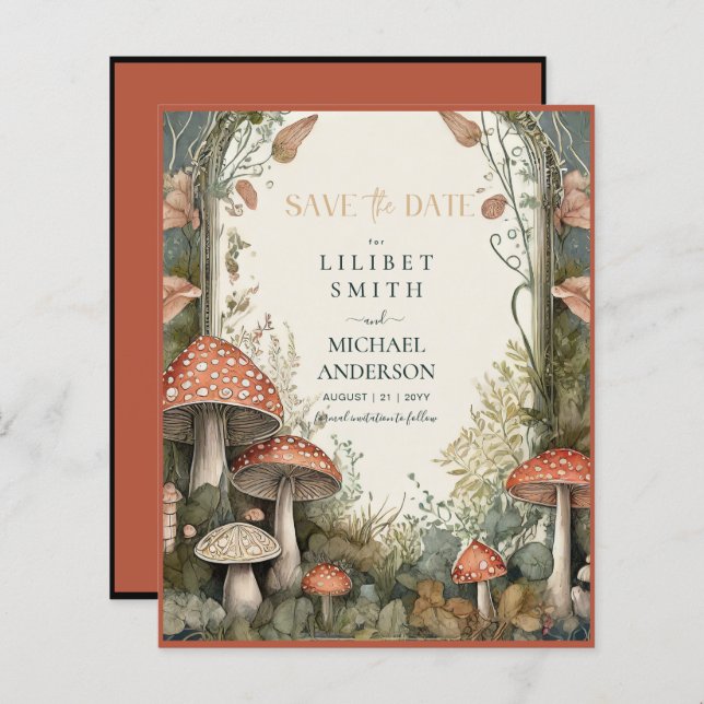 Fairycore Salve a data Cogumelos Goblincore (Frente/Verso)