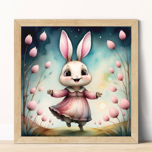 Fairytale Bunny Girl Impressão Cute Kids Poster (Fairytale Bunny Girl Print Cute Kids Poster)