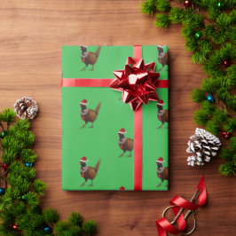 Faisão em papel de embrulho de Natal verde