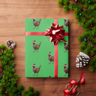 Faisão em papel de embrulho de Natal verde