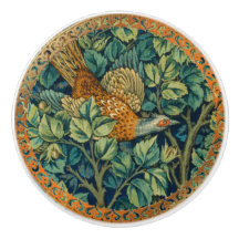 Faisão Florestal Azul Folhas Verde Art Nouveau