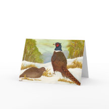 Faisão no Cartão de Saudação à Neve