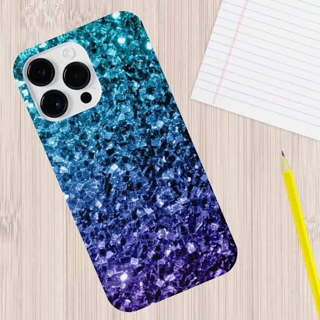 Faíscas de brilho azul-aqua Ombre faux (Sparkle up and protect your phone with trendy faux sparkles phone case. In many different colors.)