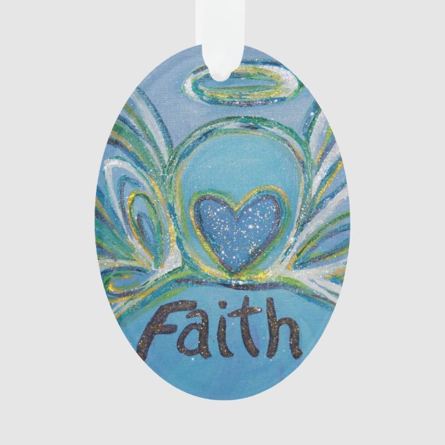 Faith Angel Word Art Ornamento de Férias (Frente)