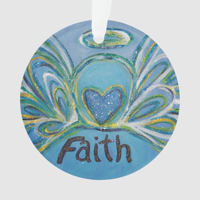 Faith Angel Word Art Ornamento de Férias (Frente)