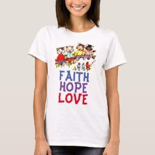 FAITH ESPERA AMOR, T-shirts cristãs de gatos