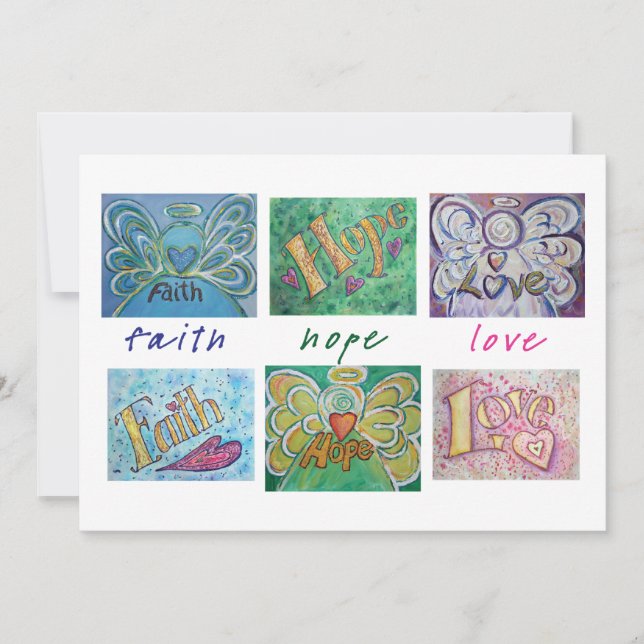 Faith Hope Love Angel Word Collage Convite (Frente)