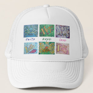 Faith Hope Love Angel Word Collage Hat ou Boné