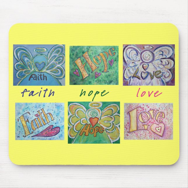 Faith Hope Love Angel Word Collage Mousepad (Frente)