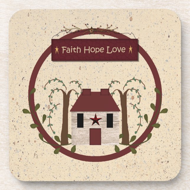Faith Hope Love Cork Porta copos (Frente)