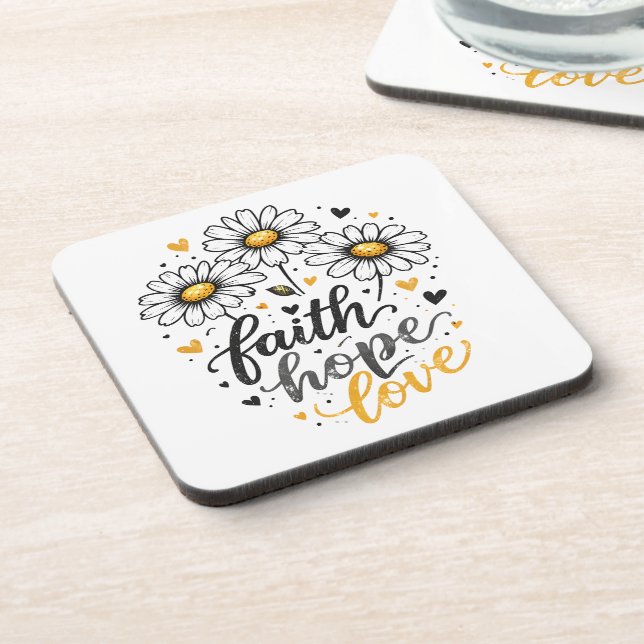 Faith, Hope, Love & Daisies Porta-copos (Left Side)