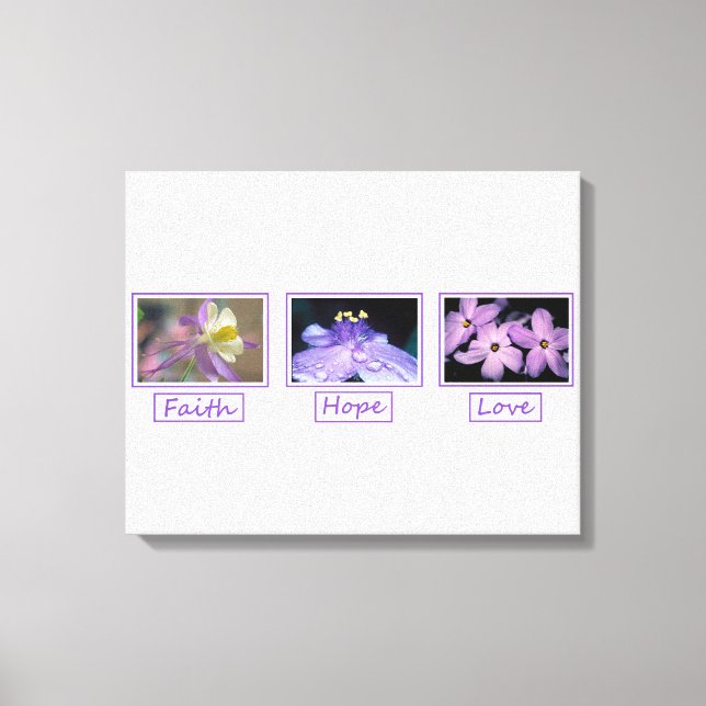 Faith Hope Love Flowers Canvas (Frente)