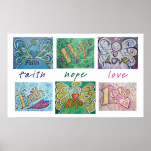 Faith Hope Love Word Collage Art Poster