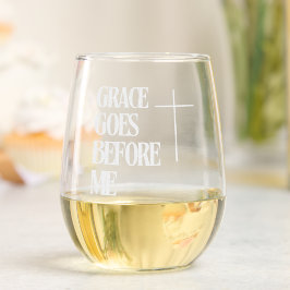 Faith-Inspired Quote Etched Glassware with Cross