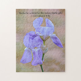Faith Iris Blue Flower Bíblia Verso Quebra-cabeça