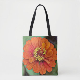 Faith Orange Zinnia Flower Art Bolsa