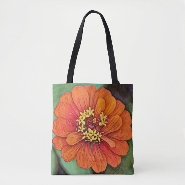 Faith Orange Zinnia Flower Art Bolsa (Frente)