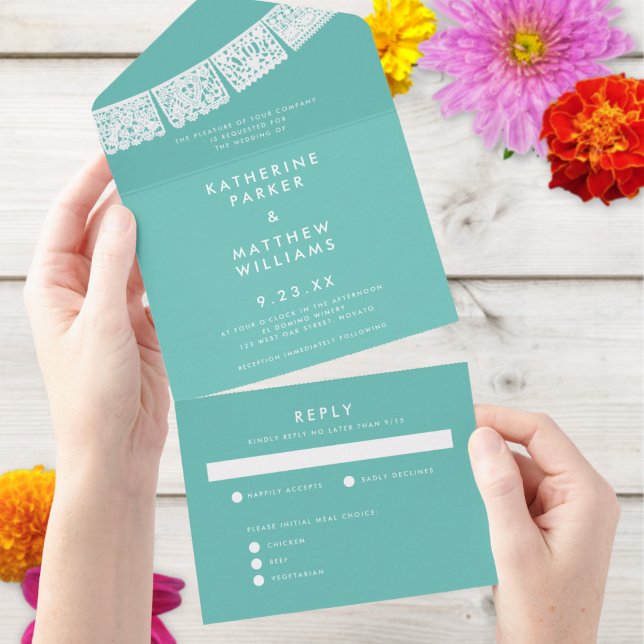 Faixa de Casamento Papel Picado Aqua (Criador carregado)