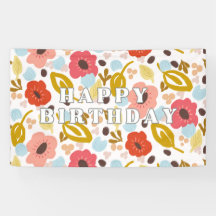 Faixa de Feliz Aniversário de Arte Folclórica Flor