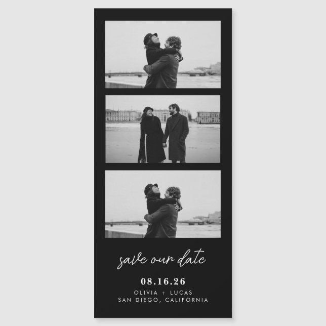 Faixa de Foto Preta Magnética Save The Date Casame (Frente)