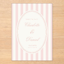 Faixa de Salve a Data Personalizada Rosa Pastel