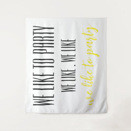 faixa de tapeçaria na parede da festa de aniversár